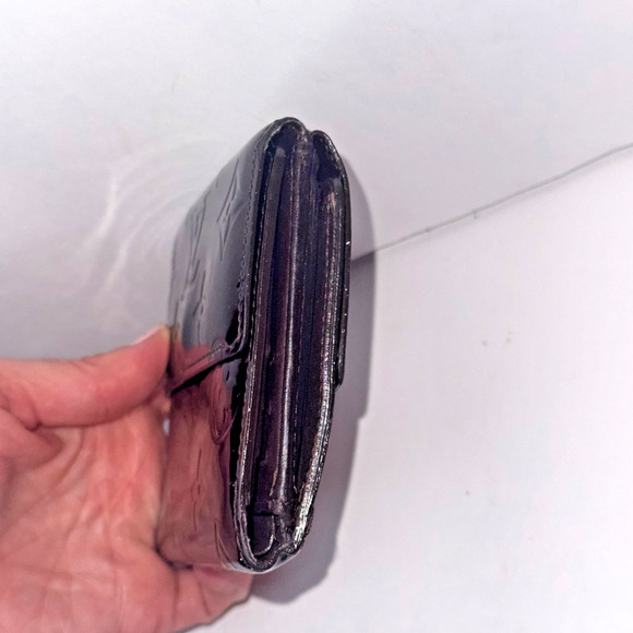 LOUIS VUITTON Vernis Elise Wallet M93523 Amarante burgundy Trifold Double Snap - Picture 3 of 12